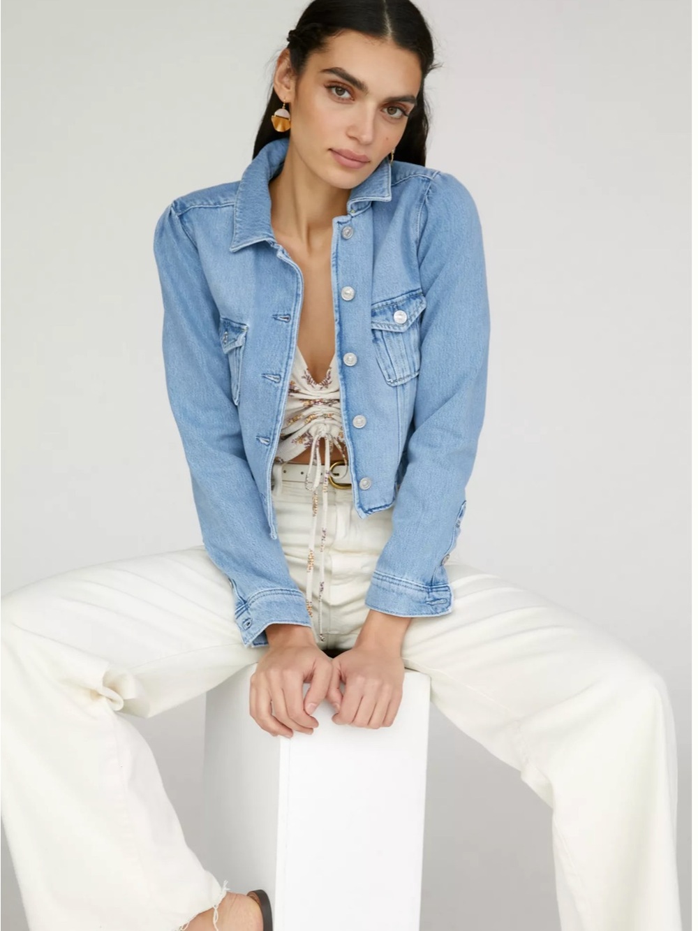 Paige Pacey Classic Light Blue Denim Jacket - Women